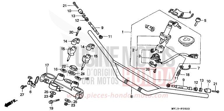 ROHRGRIFF/OBERE BRUECKE von Africa Twin 750 TOSCANA GREEN (G130I) von 1994